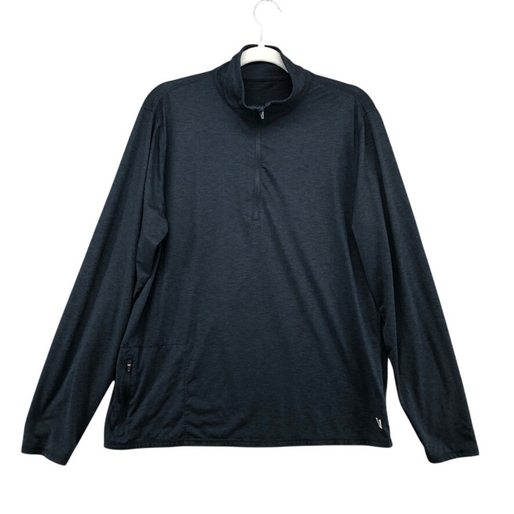 Vuori 1/4 Zip Pullover Mens Large Black Heathered V221 Activewear Stretch